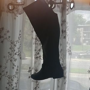 Black Over the Knee Boots low heel wide width